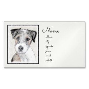 Russell Terrier Rough Painting - Original Dog Art Magnetische Visitenkarte