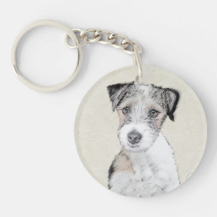Russell Terrier Rough Painting - Original Dog Art Schlüsselanhänger