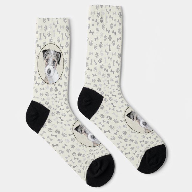 Russell Terrier Rough Painting - Original Dog Art Socken (Rechts)
