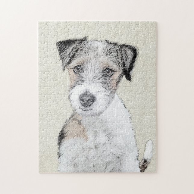 Russell Terrier Rough Painting - Original Hund Kun (Vertikal)