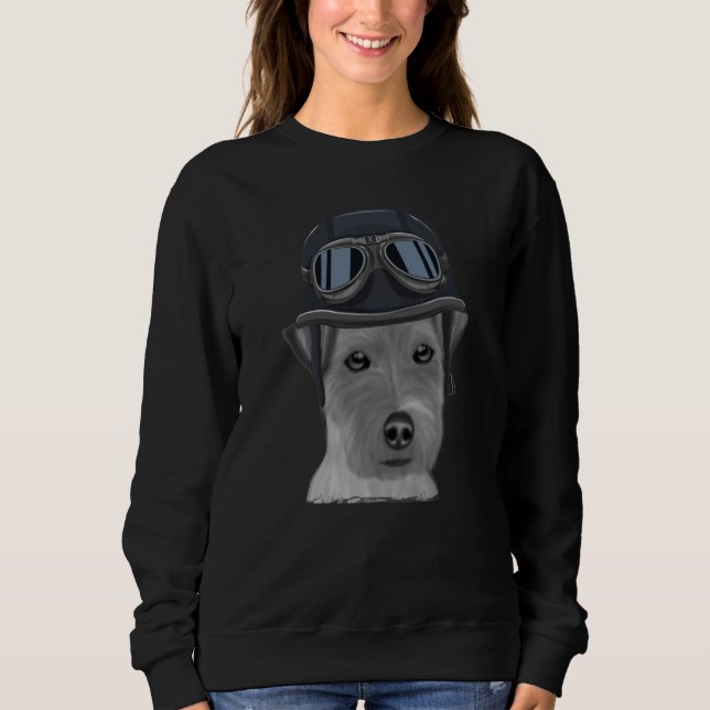 Russell Terrier Wearing Vintage Motorcycle Helmet Sweatshirt (Vorderseite)