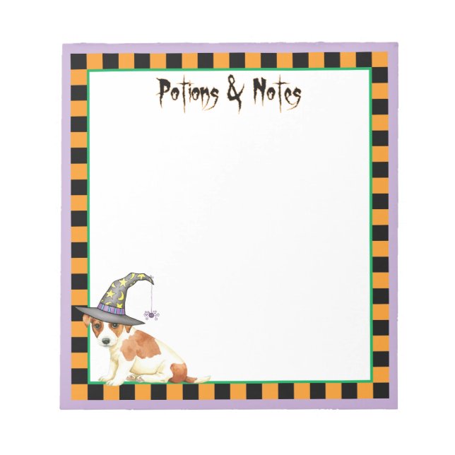 Russell Terrier Witch Notepad Notizblock (Vorderseite)