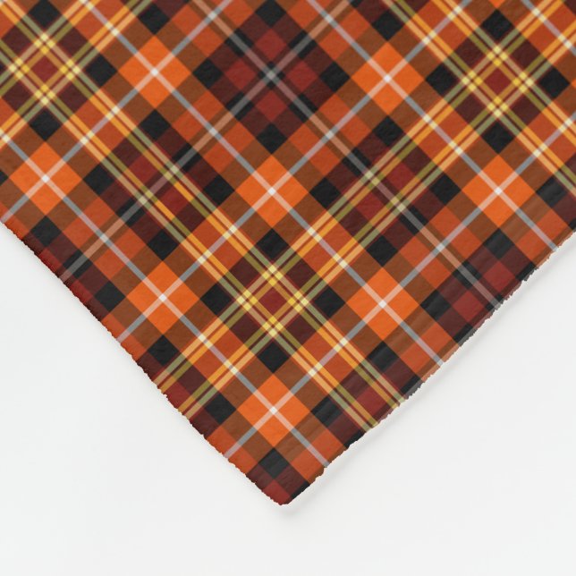 Russet Brown, Orange und Gelb Kariert Fleecedecke (Ecke)