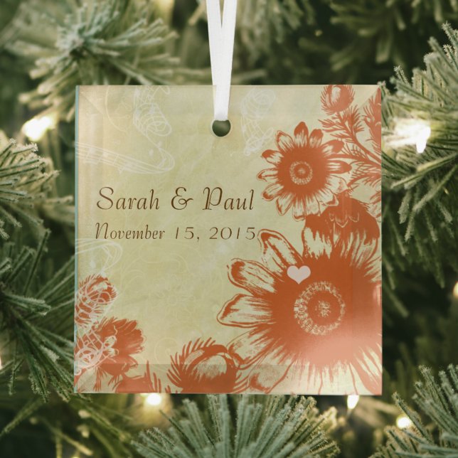 Russet Gerber Daisy Weihnachtsdekoration Ornament Aus Glas (Insitu)