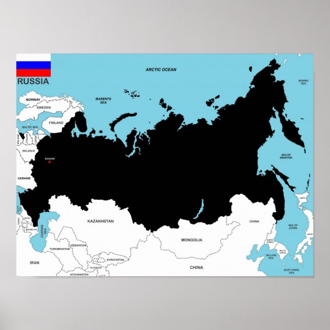russia country political map flag poster (Vorne)