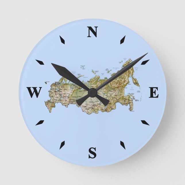 Russia Map Clock Runde Wanduhr (Vorderseite)