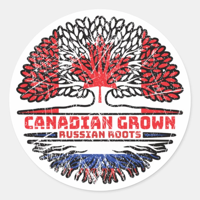 Russia Russian Canadian Canada Runder Aufkleber (Vorderseite)