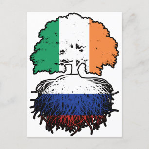 Russia Russian Irish Ireland Tree Roots Flag Postkarte