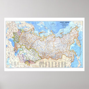 " Russia (Soviet Union): 1976 Detailed Classic MAP Poster