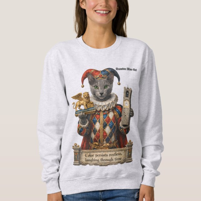 Russian Blue Arlequin Cat Sweatshirt (Vorderseite)
