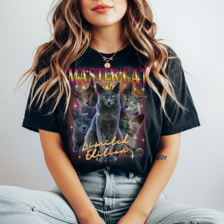 Russian Blue Cat Bootleg Style silber Cat Vintag Tri-Blend Shirt