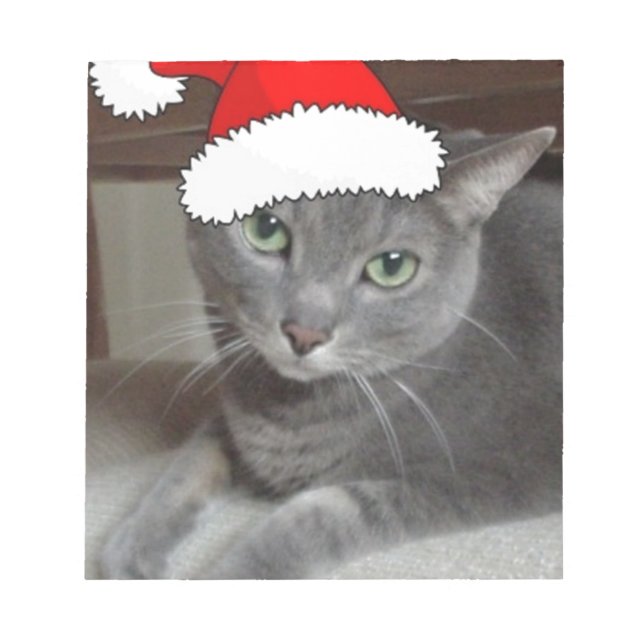 Russian Blue Cat Christmas Notizblock (Vorderseite)