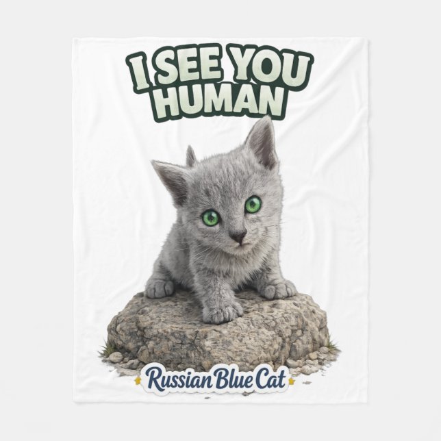 Russian Blue Cat Fleece Blanket (Vorderseite)