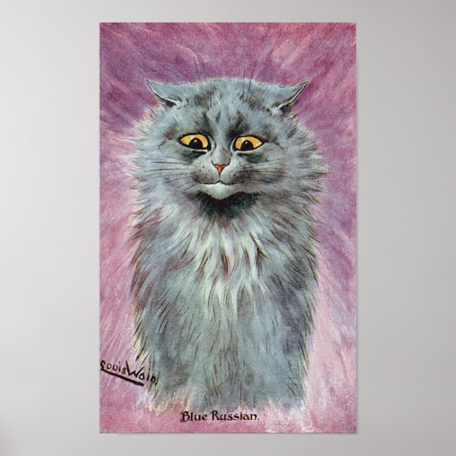 Russian Blue Cat, Louis Wain Poster (Vorne)