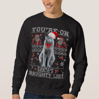 Russian Blue Cat Lover Xmas Ugly Sweater Sweatshirt