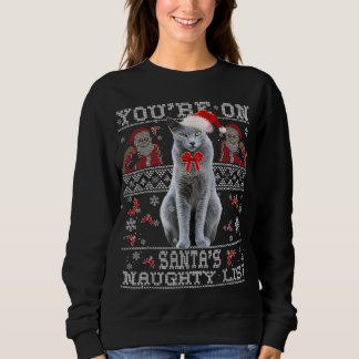 Russian Blue Cat Lover Xmas Ugly Sweater Sweatshirt