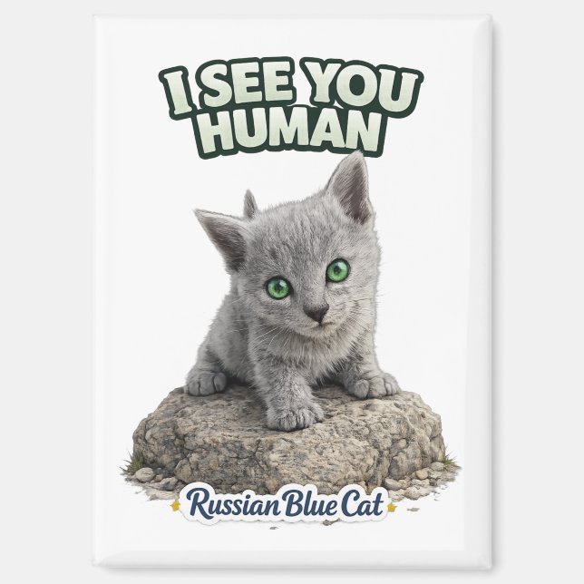 Russian Blue Cat Magnet (Vorderseite)