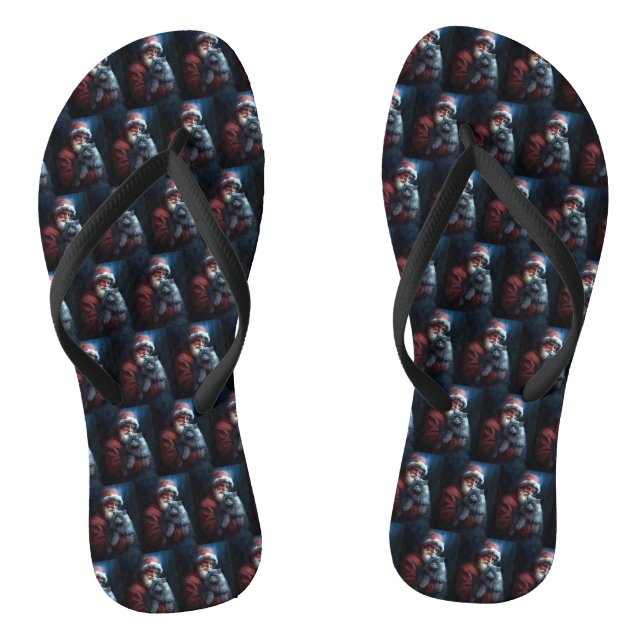 Russian Blue Cat Santa Claus Festliche Weihnachten Flip Flops (Fußbett)
