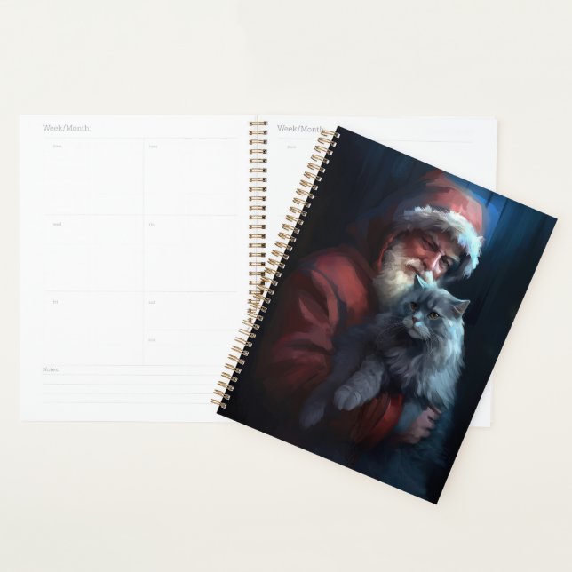 Russian Blue Cat Santa Claus Festliche Weihnachten Planer (Anzeige)