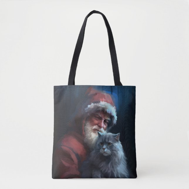 Russian Blue Cat Santa Claus Festliche Weihnachten Tasche (Vorderseite)