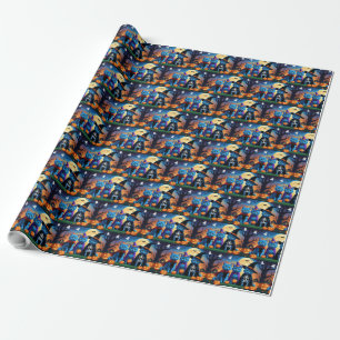 Russian Blue Cats Pumpkin Halloween Funny Geschenkpapier