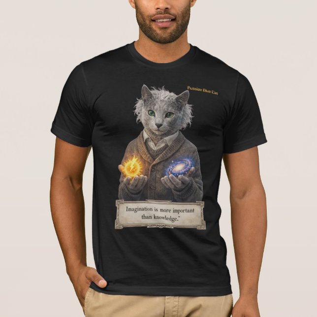 Russian Blue Einstein Cat - Imagination T-Shirt (Vorderseite)