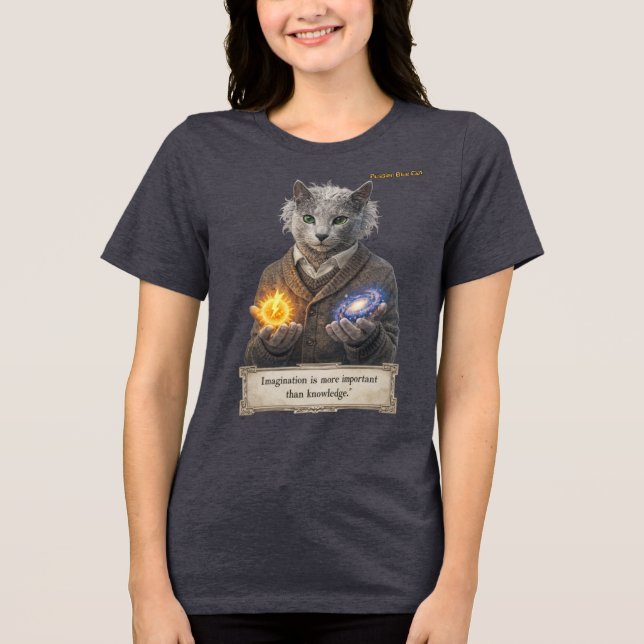Russian Blue Einstein Cat - Imagination Tri-Blend Shirt (Vorderseite)