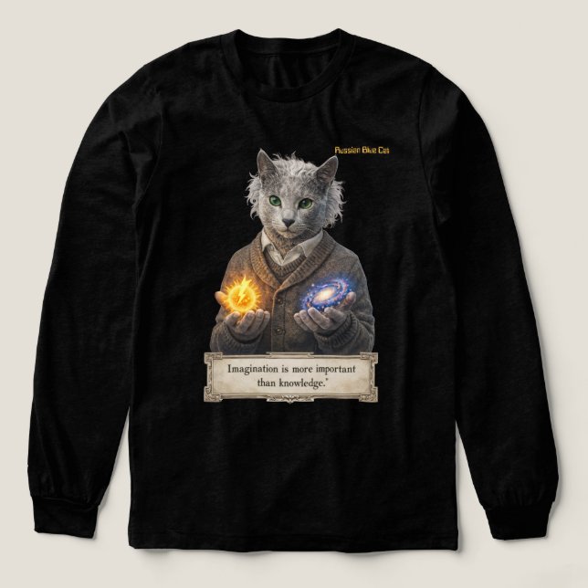Russian Blue Einstein Cat - Imagination Tri-Blend Shirt (Design Vorderseite)