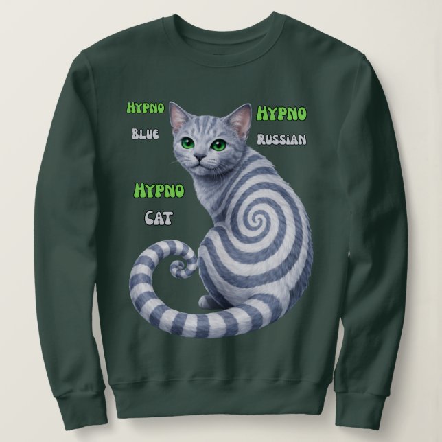 Russian Blue Hypno Cat Sweatshirt (Design vorne)