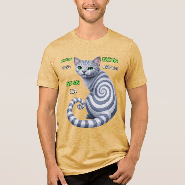 Russian Blue Hypno Cat Tri-Blend Shirt (Vorderseite)