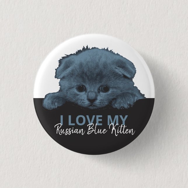 Russian Blue Kitten Button (Vorderseite)