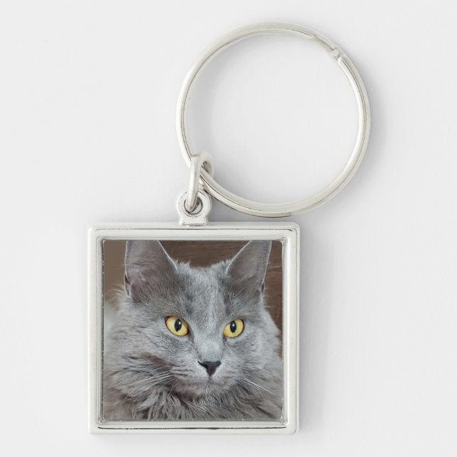Russian Blue Nebelung Cat Schlüsselanhänger (Vorne)