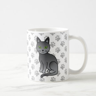 Russian Blue Niedlich Cartoon Cat Illustration & P Kaffeetasse