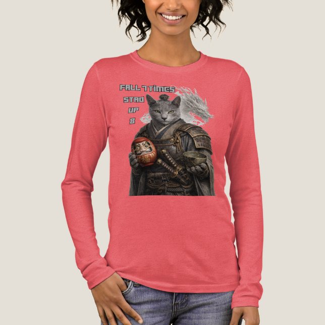 Russian Blue Samurai Cat Tri-Blend Shirt (Vorderseite)