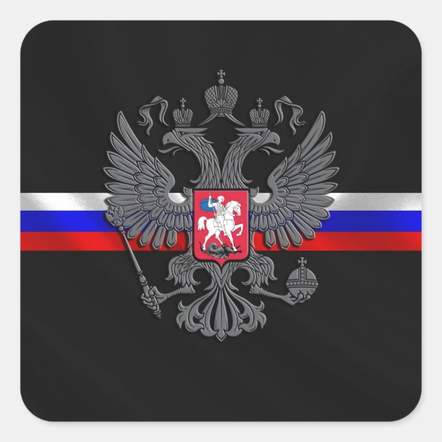 Russian Coat of arms Quadratischer Aufkleber (Vorderseite)