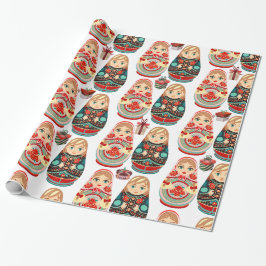 Russian Matryoshka Dolls Mr & Mrs. Rosa Marine & R Geschenkpapier