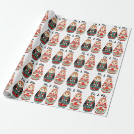 Russian Matryoshka Dolls Mr & Mrs. Rosa Marine & R Geschenkpapier