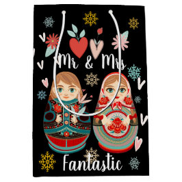 Russian Matryoshka Dolls Mr. & Mrs. Snowflakes Mittlere Geschenktüte