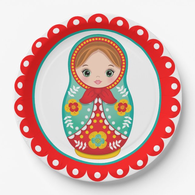Russian Nesting Doll Matryoshka Paper Plate Pappteller (Vorderseite)