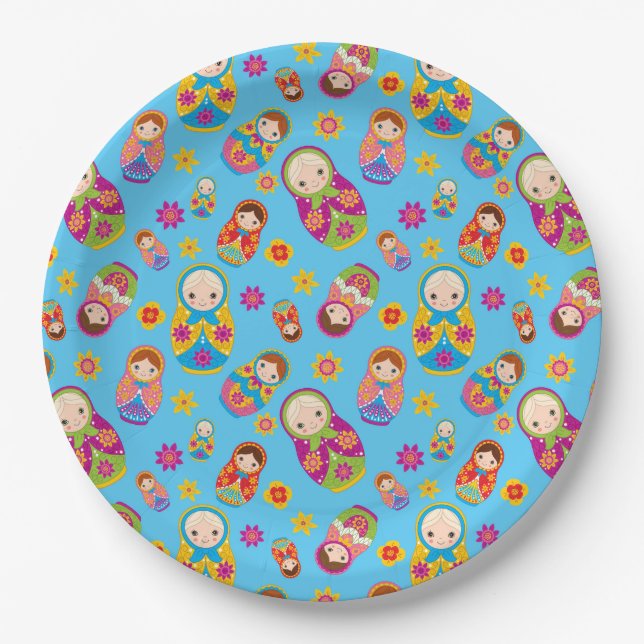Russian Nesting Doll Matryoshka Paper Plate Pappteller (Vorderseite)