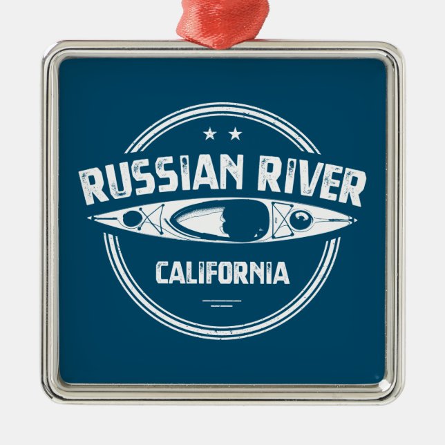 Russian River California Kayaking Ornament Aus Metall (Vorne)