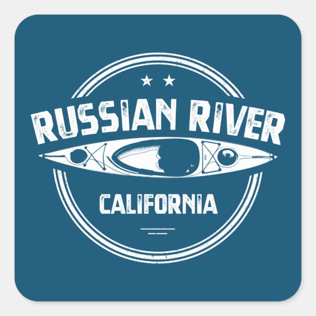 Russian River California Kayaking Quadratischer Aufkleber (Vorderseite)