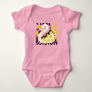 Russian Style Fairy Tale Royal Crowned Swan Baby Strampler