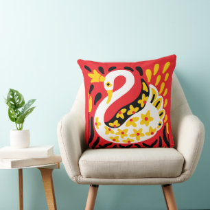 Russian Style Fairy Tale Royal Crowned Swan Kissen