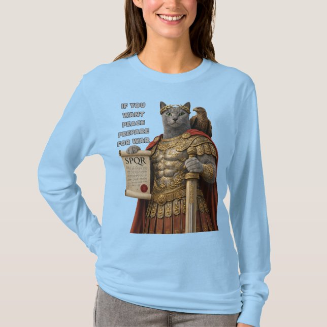 Russisch Blau Cäsar Katze T-Shirt (Vorderseite)