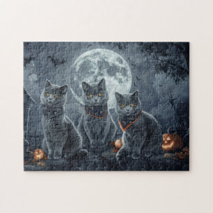 Russisch Blau Katzen Halloween Gruselig