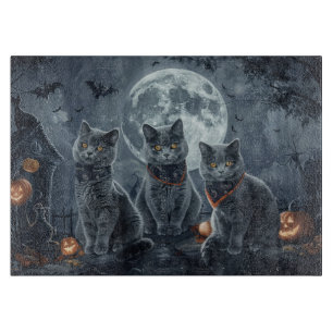 Russisch Blau Katzen Halloween Gruselig Schneidebrett