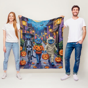 Russisch Blau Katzen in Halloween-Kostümen Fleecedecke