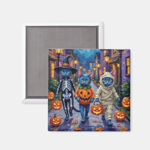Russisch Blau Katzen in Halloween-Kostümen Magnet