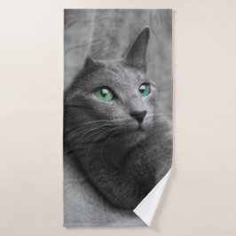 Russisch-blau-katzengrüne Augen Badehandtuch